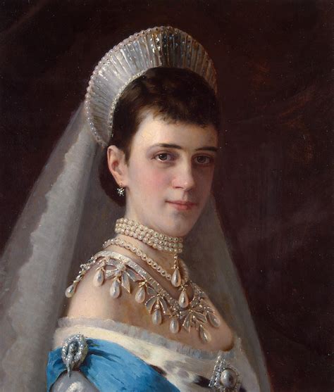 Portrait Of Empress Maria Fiodorovna In A Head Dress Decorated With