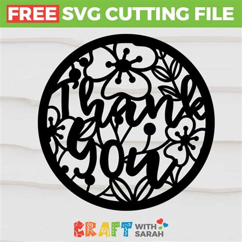 Floral 'Thank You' Circle Free SVG | Craft With Sarah