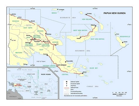 Large Political And Administrative Map Of Papua New Guinea With Roads