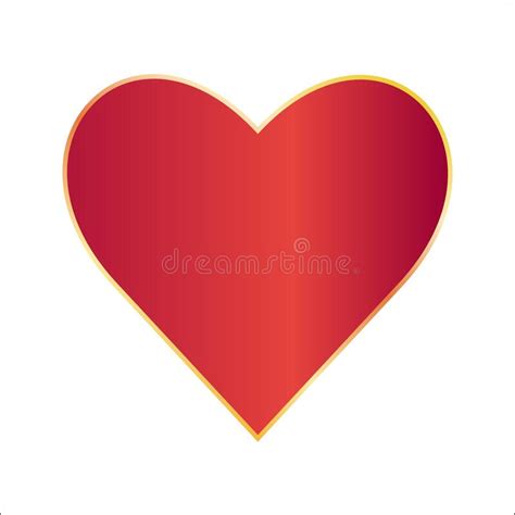 Red Glowing Heart Gradient With Golden Outline Icon Stock Vector