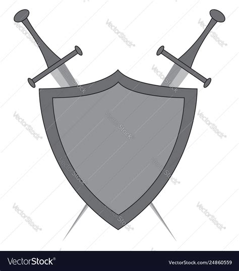Clipart Crossed Swords And Shield Color Royalty Free Vector