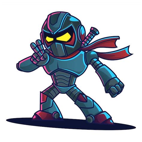 Premium Vector Ninja Robot Cartoon