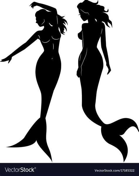 Collection Of Mermaid Silhouettes Royalty Free Vector Image