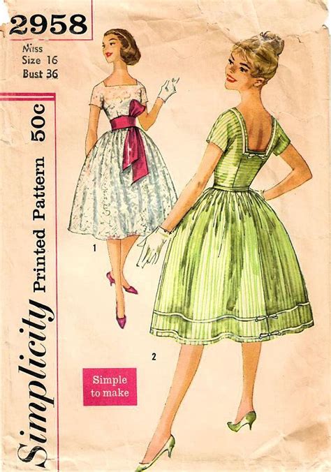 1950s Simplicity 2958 Vintage Sewing Pattern Misses Full Etsy