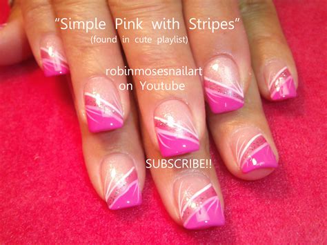Easy Pink Nail Art Simple Pink Nail Art Pink Stripe Nail Art