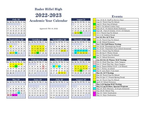 2022 23 School Calendar Bader Hillel High