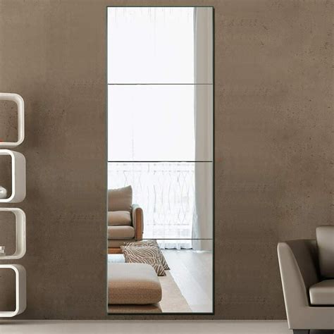 Neutype Frameless Full Length Mirror Wall Mirror Tiles Set Of 4 Large