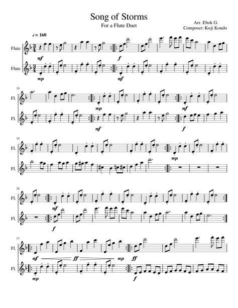 Song Of Storms Flute Duet Sheet Music For Flute Woodwind Duet