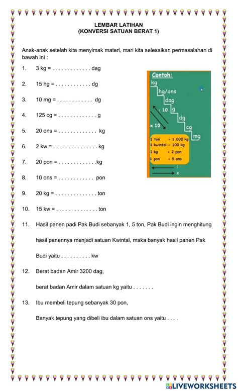 Lembar Latihan Satuan Berat 1 Worksheet Membaca Kelas 5 Matematika Kelas Enam Matematika