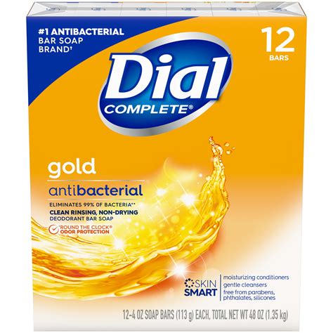 Dial Complete Antibacterial Deodorant Bar Soap Gold 4 Oz 12 Bars