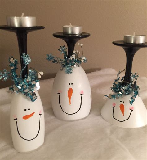 Christmas Wine Glass Candle Holders Snowman Wine Glasses Snowmen