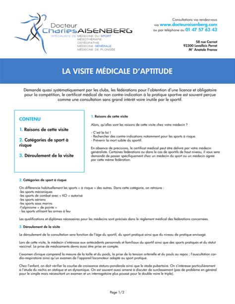 La Visite Médicale D Aptitude