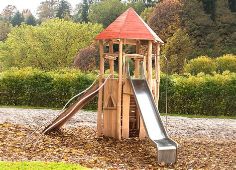 Slide And Playtowers Made Of Robinia Wood Ziegler Spielplätze