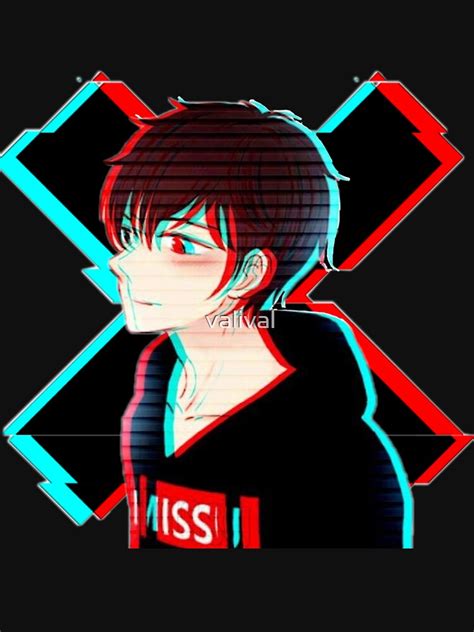 Anime Boy Glitch Aesthetic T Shirt By Valival Redbubble
