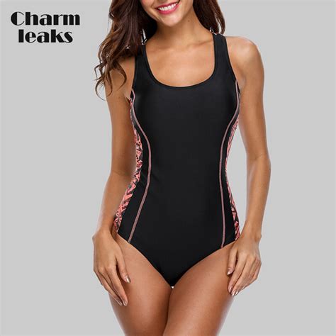 Charmleaks One Piece Women Sports Swimsuit Sports Swimwear Padded