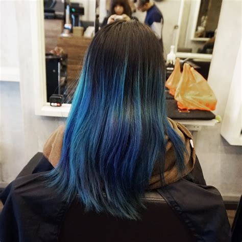 Blue Dip Dye Hair