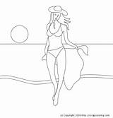 Bikini Coloring Woman Designlooter 44kb 630px Swimsuit Young sketch template
