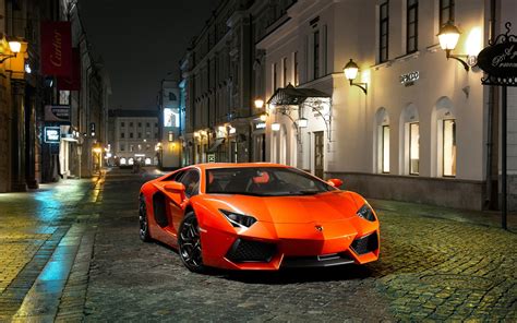 744703 Aventador Lp700 4 Lamborghini Orange Front Luxury Street