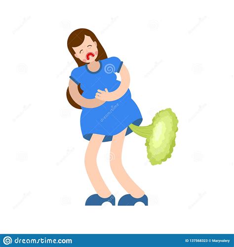 Woman Sick Stomach Female Stock Vector Illustration Of Cute 137568323