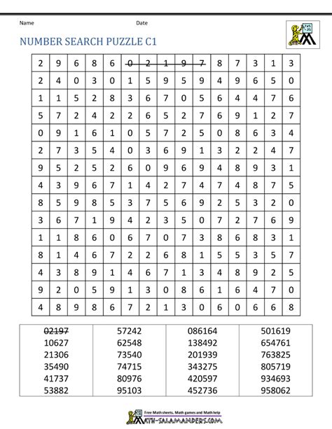 Number Word Search Printable Printable Word Searches