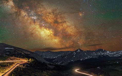Mountains Long Exposure Milky Way 8k Mac Wallpaper Download