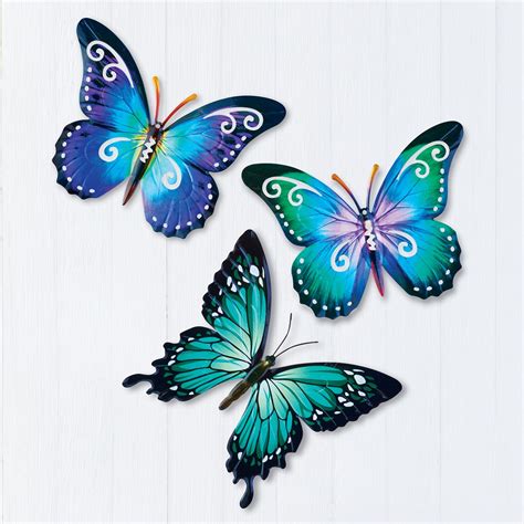 Emerald Metal Butterflies Wall Art Decor Set Of 3 Collections Etc