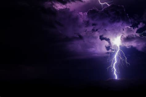 Lightning Purple Night Storm Dark Clouds Hd Wallpaper