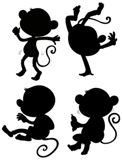 Free Vector Set Of Monkey Silhouette