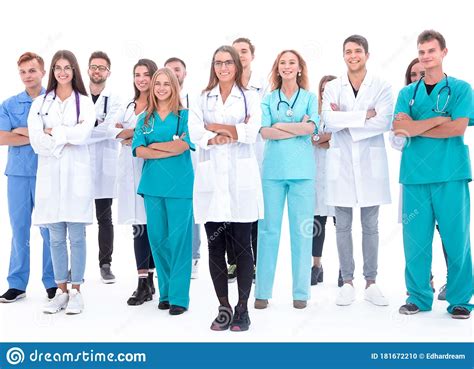 Group Of Young Medical Professionals Standing Together Stock Photo