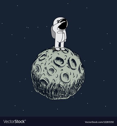 Cartoon Astronaut Standing On The Moon Royalty Free Vector