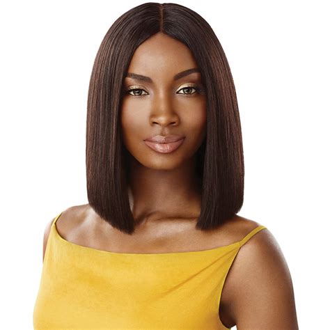 outre unprocessed human hair wig the daily lace part wig blunt cut bob 12 natural