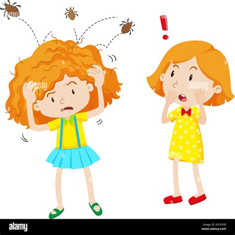 Girl With Head Lice Jumping In Her Head Stock Vector Image And Art Alamy