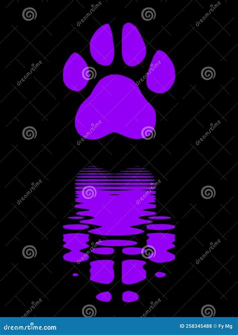 Purple Dog Paw Prints Purple Dog Paws Black Background Purple Cat