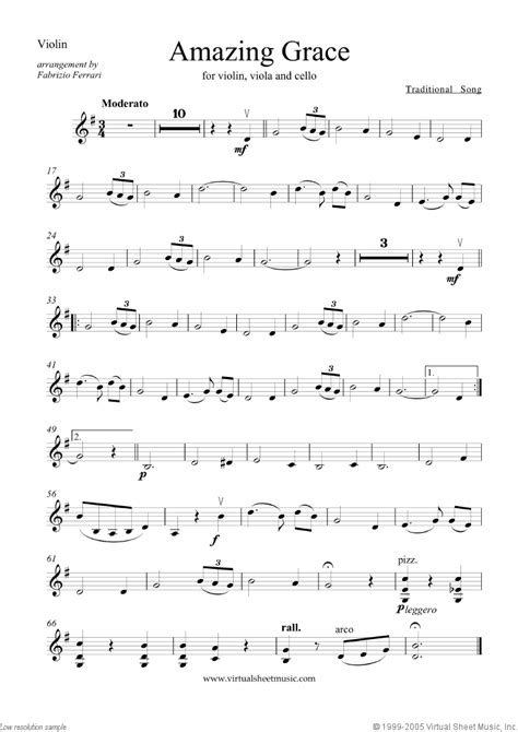 I took the violin out of. Amazing Grace sheet music for string trio PDF-interactive