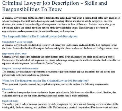 Criminal Lawyer Job Description Skills And Responsibilities To Know