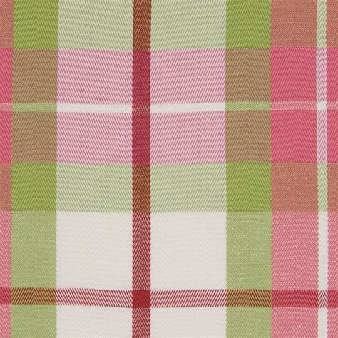 Melon Pink And Green Plaid Woven Upholstery Fabric Pink Green Green