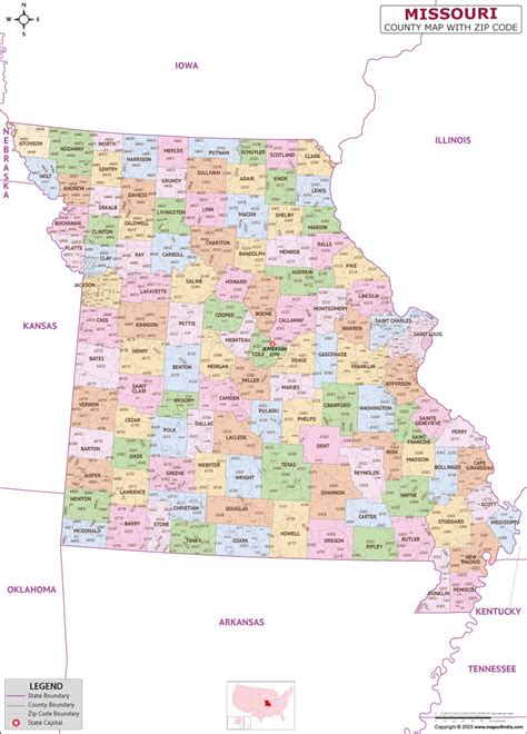 Missouri Zip Code Map By County United States Map