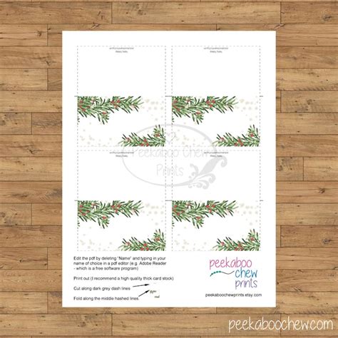 Printable Christmas Dinner Place Cards Digital Instant Etsy