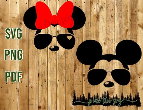 Minnie And Mickey With Sunglasses Svg Png Pdf Instant Etsy
