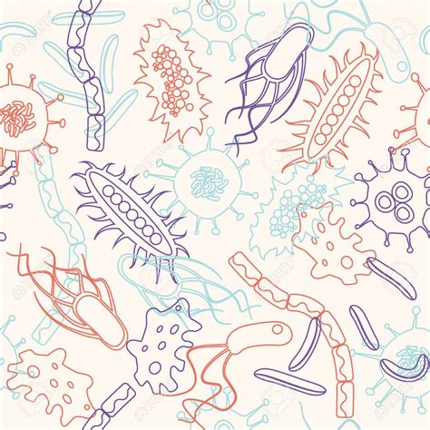 Free Download Bacteria Seamless Pattern On White Background Stock