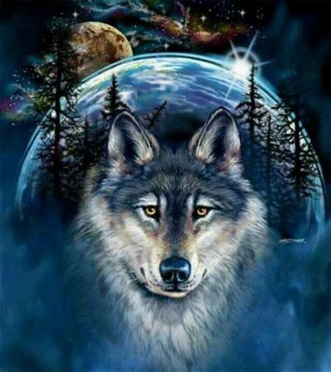 Spirit Galaxy Wolf Wolf Dream Catcher Painting Kolpaper