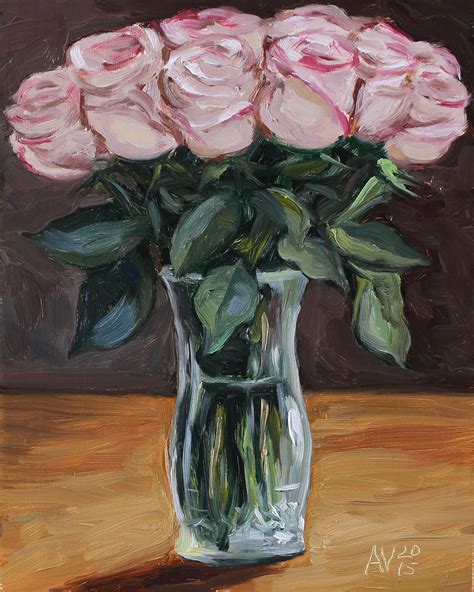Painting Of Roses In A Vase At Explore Collection