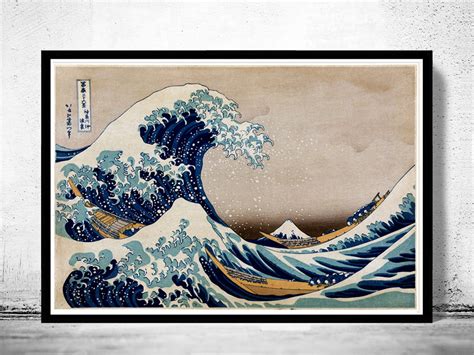 Japanese Art Hokusai Under The Great Wave Off Kanagawa 1832 Vintage