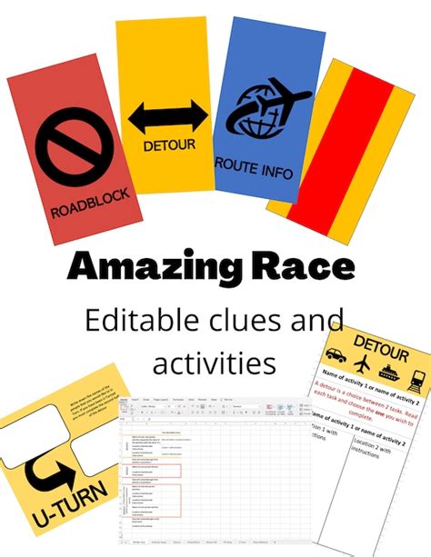 Editable Amazing Race Template Clues Etsy