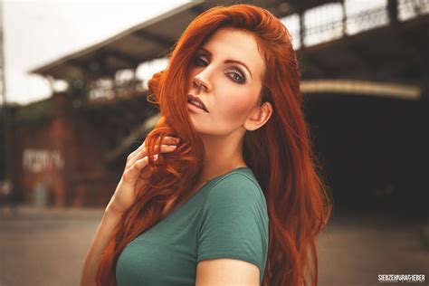Wallpaper Women Redhead Long Hair Green Eyes Singer Black Hair