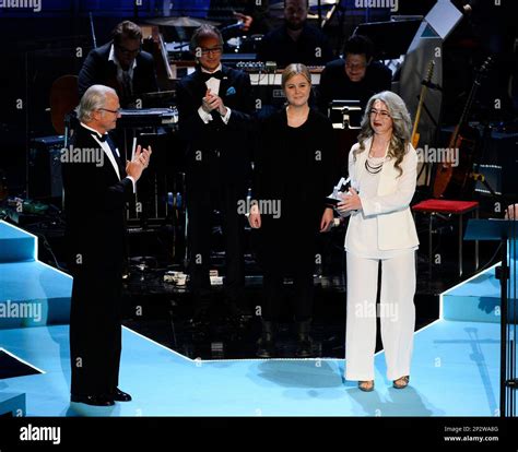 Scottish Percussionist Evelyn Glennie Right Displays Her Trophy After