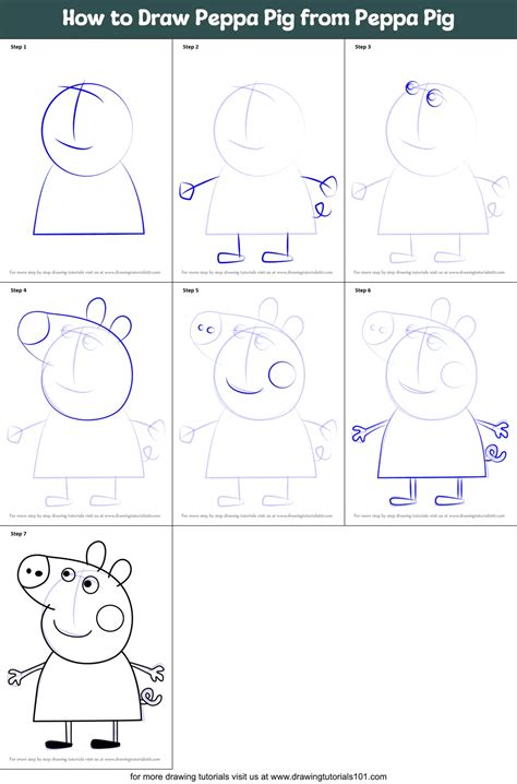How To Draw Peppa Pig From Peppa Pig Printable Step By Step Drawing