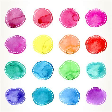 Set Watercolor Rainbow Circle Paint Stains Illustrations Royalty Free