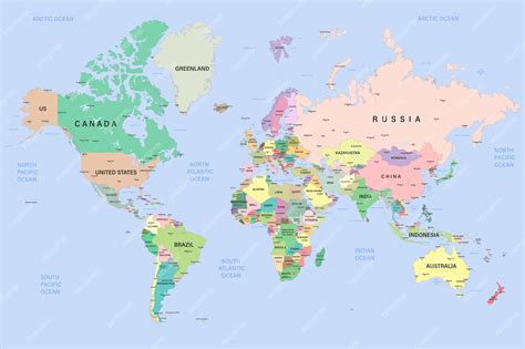 Globale Politische Karte Der Welt Hochdetaillierte Karte Mit Grenzen