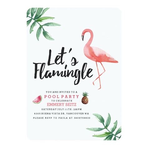 Lets Flamingle Pool Party Invitation In 2021 Pool Party Invitations Party